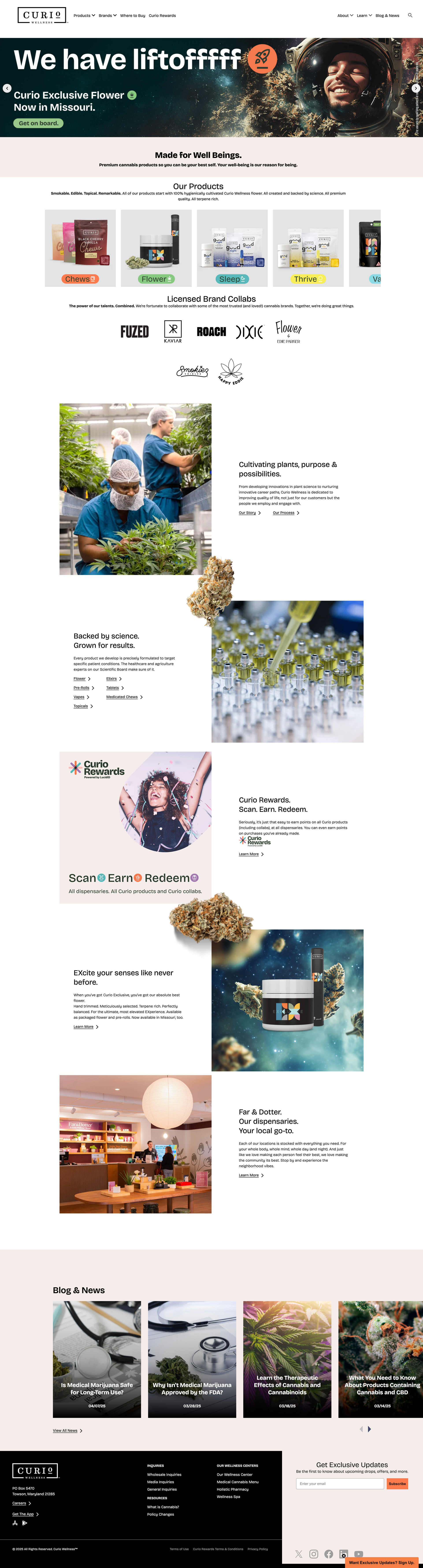 Curio Wellness homepage