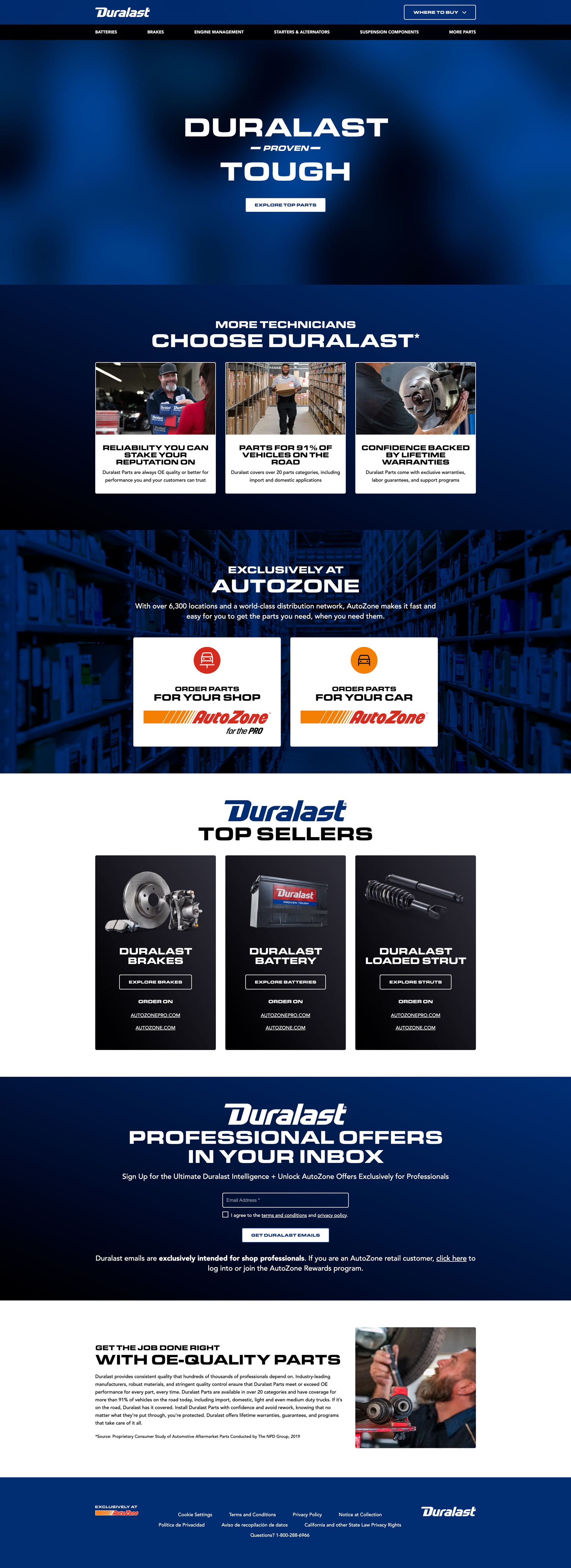 Duralast homepage