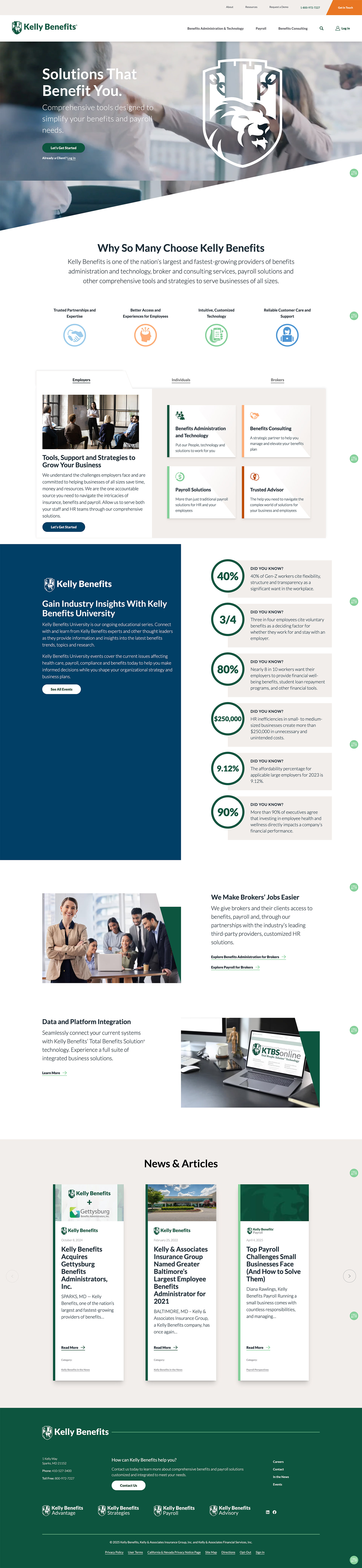 Kelly Benefits homepage