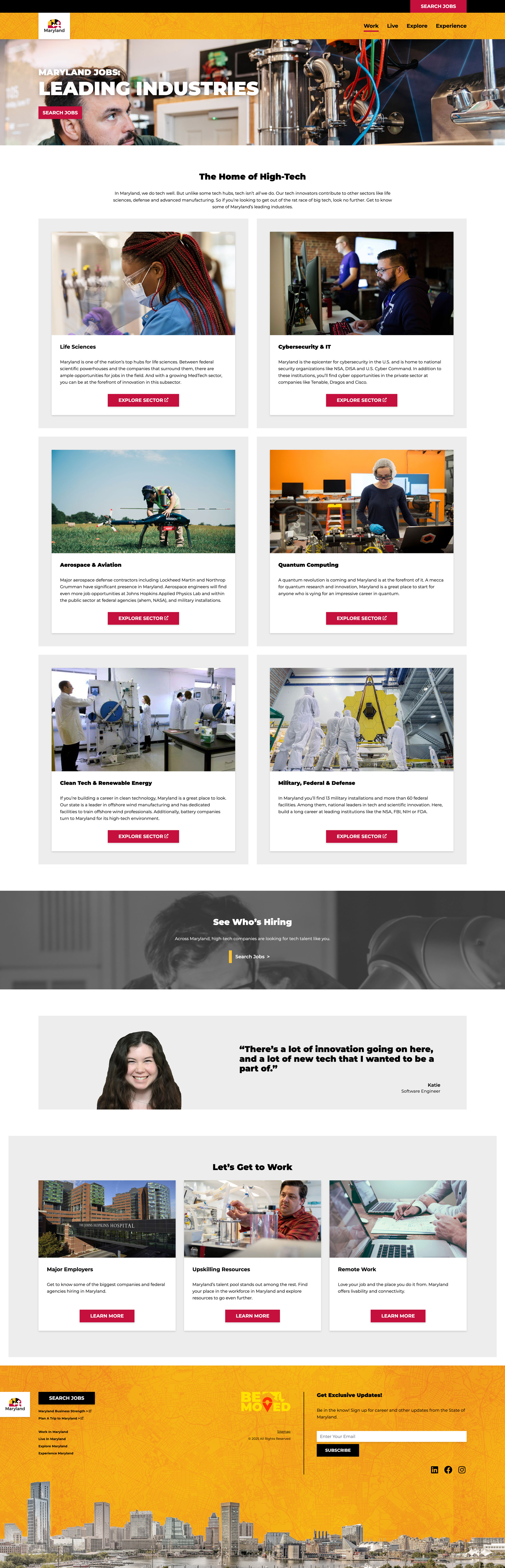 Live Work Maryland leading industries