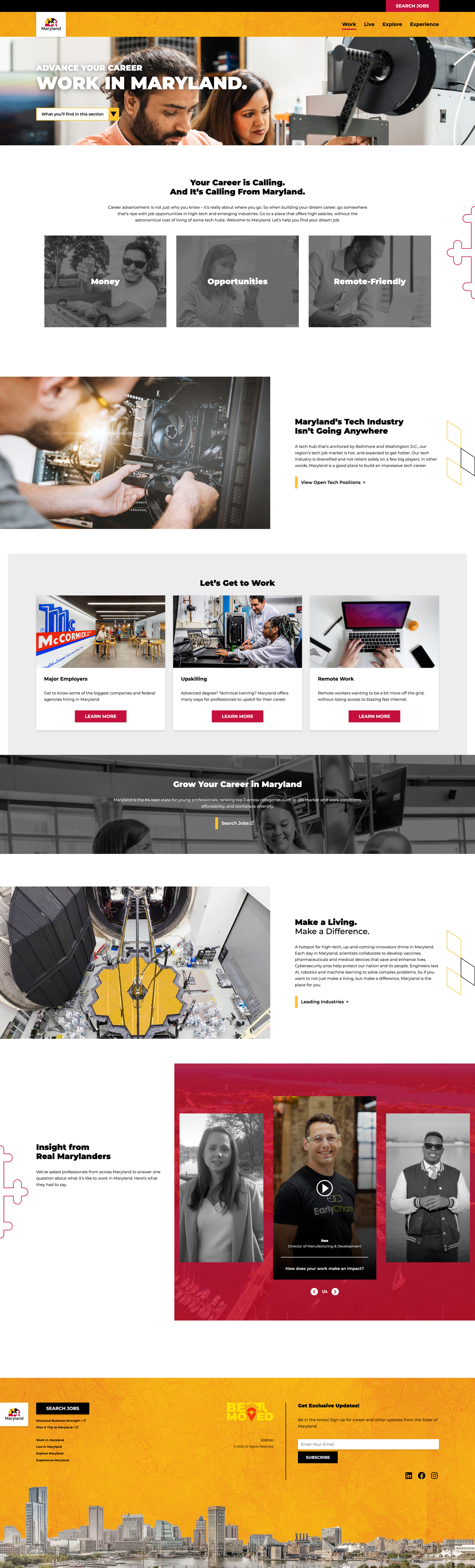 Live Work Maryland work section