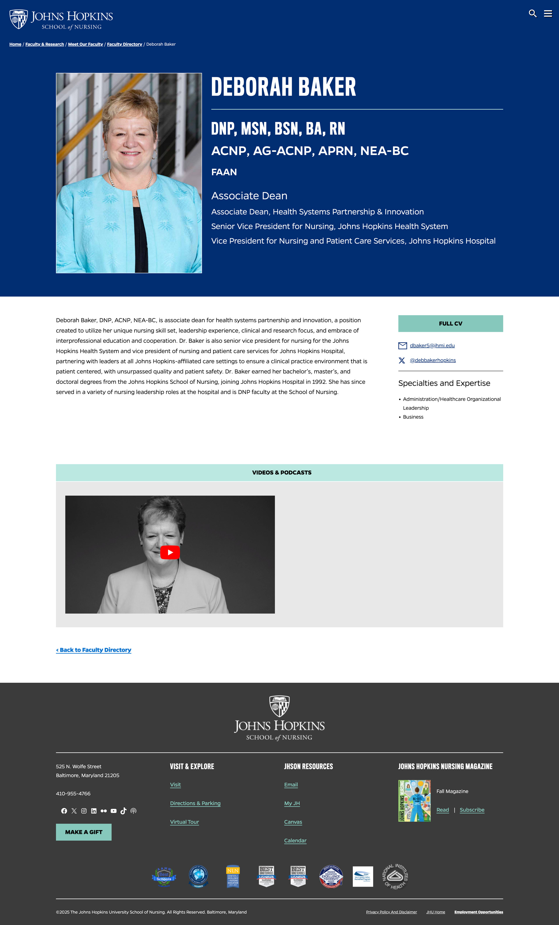 JHU Nursing faculty profile