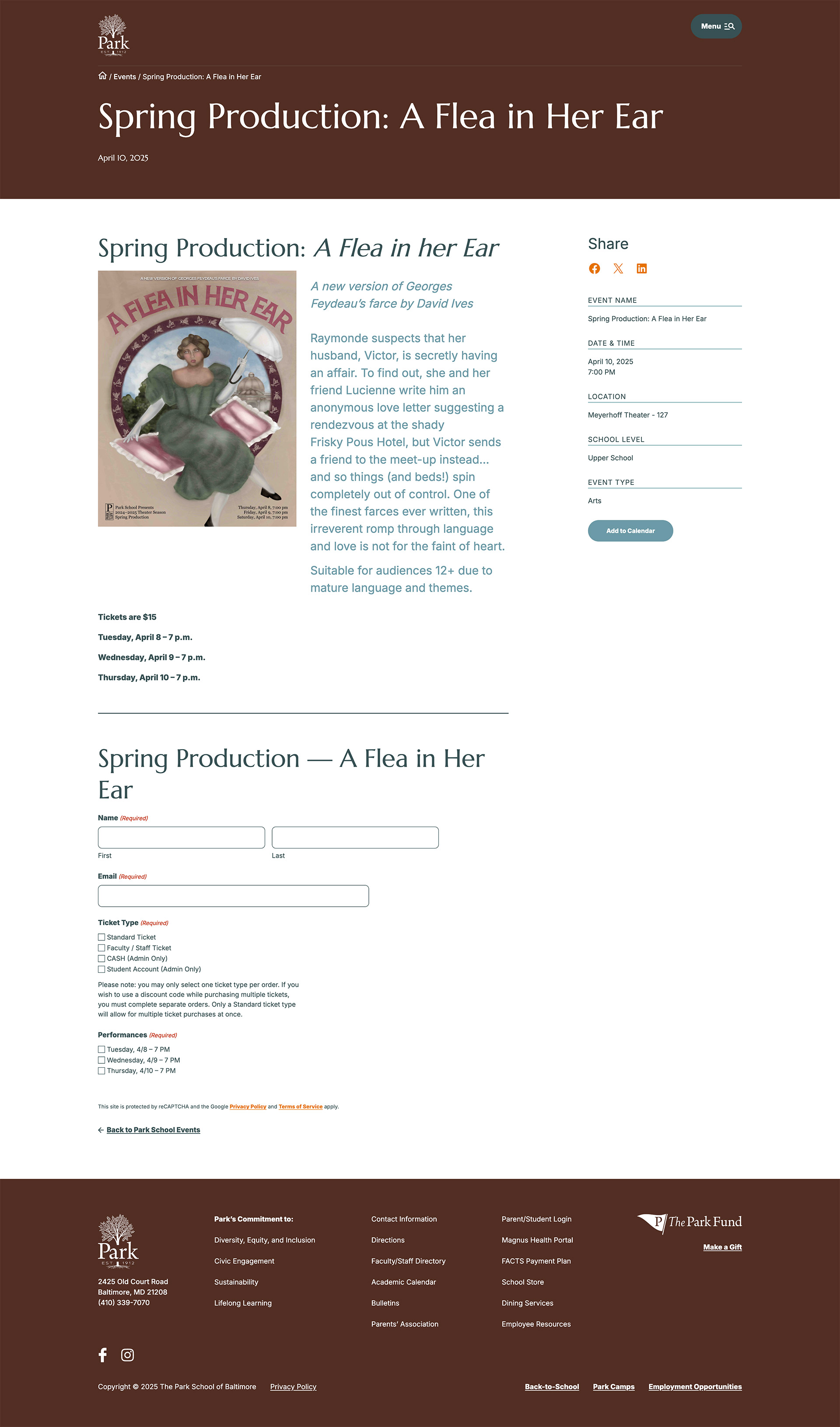 Park School event detail