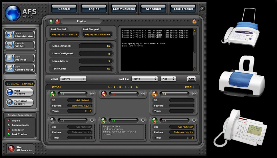 Teltek AFS NT interface 2